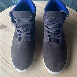 Clarks Brown and Blue Chukka Boots with Suede Finish